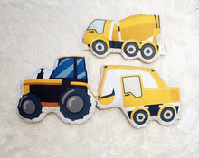 Load image into Gallery viewer, Yellow Construction Tractor Pillow, Boys Room Decor, Construction Theme Decor, Boys Room Throw Pillow