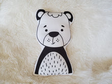 Load image into Gallery viewer, Monochrome Animal Pillow,  Black White Nursery Decor, Gender Neutral Baby Gift