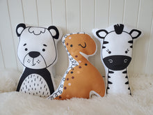 Load image into Gallery viewer, Neutral Stuffed Dinosaur Pillow Toy, Plush Dinosaur Mursery Decorative Pullow, Nursery Decor