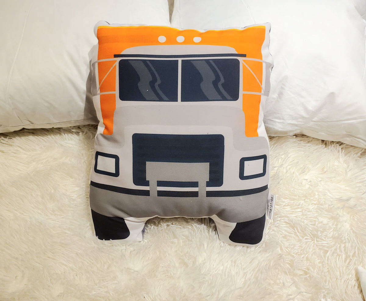 16 Wheeler Pillow, Semi Truck Throw Pillow, Kids Room Decor, Boys