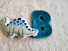 Load image into Gallery viewer, Neutral Velvet Fabric Letter Nursery Decor, Monogram Pillow, Teal Room Decor, Fabric Letter, Personalized Kids Decor