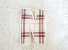 Load image into Gallery viewer, Plaid Fabric Letter Nursery Decor, Monogram Pillow,  Fabric Letter, Personalized Kids Decor