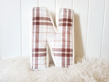 Load image into Gallery viewer, Plaid Fabric Letter Nursery Decor, Monogram Pillow,  Fabric Letter, Personalized Kids Decor
