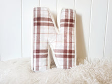Load image into Gallery viewer, Plaid Fabric Letter Pillow, Monogram Pillow,  Fabric Letter, Personalized Kids Decor
