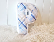 Load image into Gallery viewer, Plaid Fabric Letter Nursery Decor, Monogram Pillow,  Fabric Letter, Personalized Kids Decor