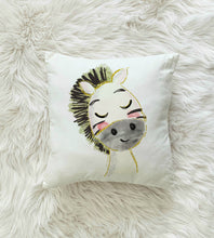 Load image into Gallery viewer, Zebra Nursery Kids Pillow Cushion Room Decor Includes Pillow Cover and Insert 16x16