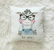 Load image into Gallery viewer, RB & Co. Zebra Glasses Nursery Kids Pillow Cushion Room Decor Includes Pillow Cover and Insert 16x16