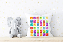 Load image into Gallery viewer, RB & Co. Kids Alphabet Blocks Nursery Pillow Cushion Room Decor Includes Pillow Cover and Insert 16x16