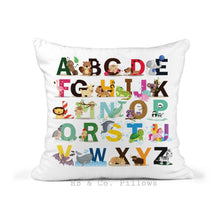 Load image into Gallery viewer, RB & Co. Kids Animal Alphabet Nursery Pillow Cushion Room Decor Includes Decorative Pillow Cover and Insert 16x16