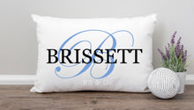 Load image into Gallery viewer, Personalized Surname Last Name  Custom Pillow Monogram Pillow Cushion Your Own Name Pillow Cushion | INCLUDES 12x18 INSERT + COVER