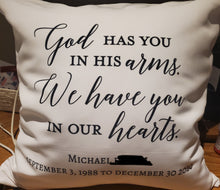 Load image into Gallery viewer, RB & Co.  Memorial Photo Pillow| Option to Add A Quote Of Choice To The Back| Choose Your Quote |18x18