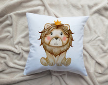 Load image into Gallery viewer, Personalized Lion Nursery Pillow, Nursery Decor,  Neutral Baby Room Decor,  Jungle Animal Decor