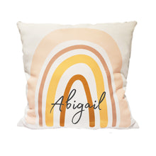 Load image into Gallery viewer, Personalized Rainbow Name Pillow, Nursery Decor, Kids Room Decor, Rainbow Decor, Pillow Cover + Insert 16x16