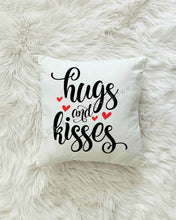 Load image into Gallery viewer, Hugs and Kisses Love Inspirational Quote Words Pillow Cushion 18x18 Includes Cover and Insert