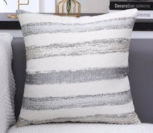 Load image into Gallery viewer, RB & Co. Gray Striped Textured Decorative Accent Pillow 18x18