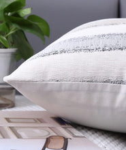 Load image into Gallery viewer, RB & Co. Gray Striped Textured Decorative Accent Pillow 18x18