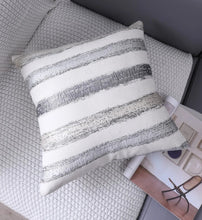 Load image into Gallery viewer, RB & Co. Gray Striped Textured Decorative Accent Pillow 18x18