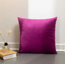 Load image into Gallery viewer, Magenta Solid Velvet Cushion Cover Decorative Pillow Set of 2 | 18x18| RB & Co. 2-Pack