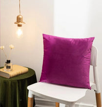Load image into Gallery viewer, Magenta Solid Velvet Cushion Cover Decorative Pillow Set of 2 | 18x18| RB & Co. 2-Pack
