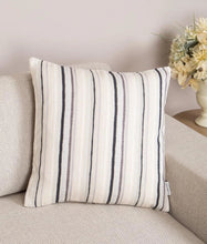 Load image into Gallery viewer, RB & Co. Gray Ivory Striped Textured Decorative Accent Pillow 18x18