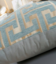 Load image into Gallery viewer, Teal Velvet Geometric Textured Classic Decorative Accent Pillow 18x18