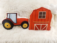 Load image into Gallery viewer, Farm Tractor Barn Pillow, Farm Decorative Pillow, Farm Kids Room Decor, Farm Decor