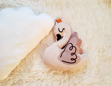 Load image into Gallery viewer, Swan Decorative Pillow, Swan Nursery Decor, Swan Kids Room Decor, Gender Neutral Baby Room Decor