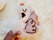 Load image into Gallery viewer, Swan Decorative Pillow, Swan Nursery Decor, Swan Kids Room Decor, Gender Neutral Baby Room Decor