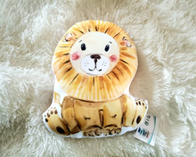 Load image into Gallery viewer, Lion Shaped Nursery Pillow, Nursery Decor, Neutral Baby Room Decor, Jungle Stuffed Animal Decor