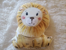 Load image into Gallery viewer, Lion Shaped Nursery Pillow, Nursery Decor, Neutral Baby Room Decor, Jungle Stuffed Animal Decor