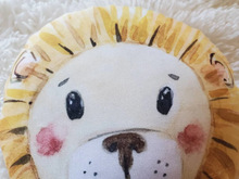 Load image into Gallery viewer, Lion Shaped Nursery Pillow, Nursery Decor, Neutral Baby Room Decor, Jungle Stuffed Animal Decor
