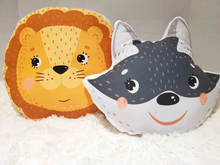 Load image into Gallery viewer, Lion Shaped Nursery Pillow, Nursery Decor, Neutral Baby Room Decor, Jungle Stuffed Animal Decor