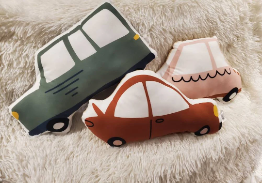 Vintage Car Throw Pillow, Car Nursery Decor, Kids Car Plush Toy