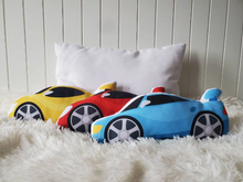 Load image into Gallery viewer, Sports Car Throw Pillow, Toddler Car Pillow, Toddler Room Decor