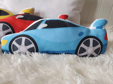 Load image into Gallery viewer, Sports Car Throw Pillow, Toddler Car Pillow, Toddler Room Decor