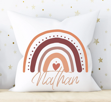 Load image into Gallery viewer, Personalized Boho Rainbow Pillow, Gender Neutral Nursery Decor, Includes Pillow Cover and Insert 16x16 Your Child's Name Cushion