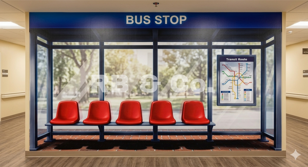 Bus Stop Senior Care Hallway Mural, Reminiscence & Exit Diversion Wall Wrap, LTC & Memory Care Décor, 6×8 ft or 8×10 ft (Copy)