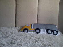 Load image into Gallery viewer, Semi Truck Throw Pillow, Trailer Truck Kids Room Decor, Boys Room Decor