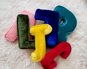 Decorative Fabric Velvet Letter Pillow, Alphabet Letter 14", Nursery Monogram Pillow, Letter Cushion, Child Gift, Teen Gift, Kids Room Decor