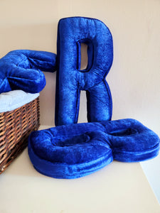 Decorative Fabric Velvet Letter Pillow, Alphabet Letter 14", Nursery Monogram Pillow, Letter Cushion, Child Gift, Teen Gift, Kids Room Decor