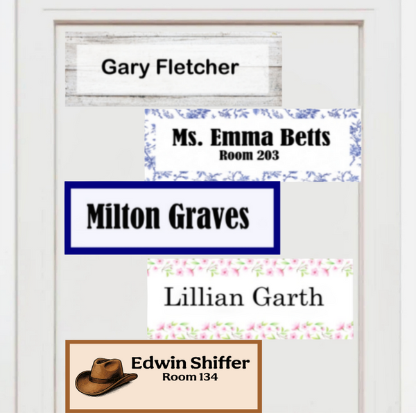 Fabric Door Nameplate Decal for Senior Homes & Assisted Living, Personalized Removable Room Sign, Large Print, Repositionable Door Label, Soft Matte