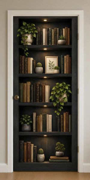 Beige Bookshelf Door Wrap, Bookcase Vinyl Decal, Memory Care Dementia Friendly, Door Camouflage Wrap | Memory Care Door Decal | LTC Senior Dementia Wandering Redirect - RB & Co. Pillows