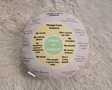 Load image into Gallery viewer, Circle of Control Pillow, Control Wheel, Therapist Gift, Counselling School Office Decor, Therapist Tool, Therapist Gift