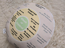 Load image into Gallery viewer, Circle of Control Pillow, Control Wheel, Therapist Gift, Counselling School Office Decor, Therapist Tool, Therapist Gift