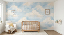 Load image into Gallery viewer, Pastel Cloud Wall Mural Nursery Girl | Pink Lavender Watercolor Sky | Peel and Stick Removable Wallpaper | Baby Girl Room Décor | Whimsical Dream Nursery Accent Wall - RB &amp; Co. Pillows