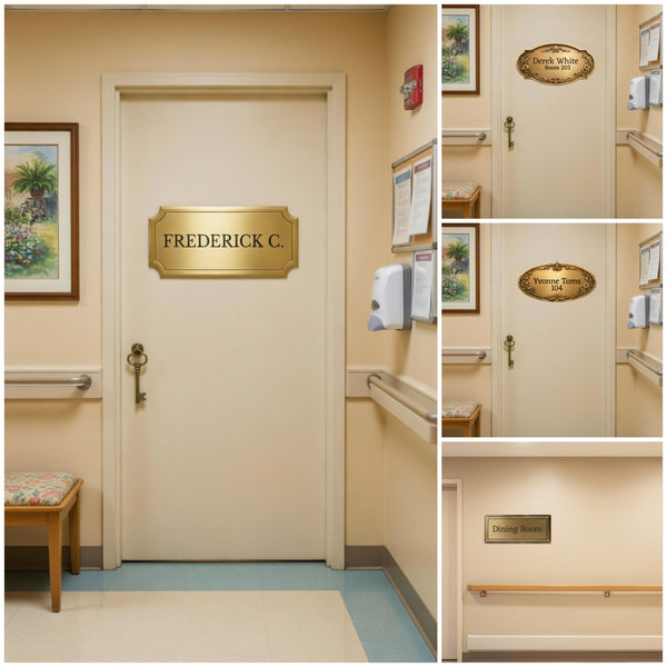 Heritage Brass Resident Door Nameplate | Personalized Senior Living Sign | Memory Care & LTC Door Plaque