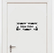 Load image into Gallery viewer, Fabric Door Nameplate Decal for Senior Homes &amp; Assisted Living, Personalized Removable Room Sign, Large Print, Repositionable Door Label, Soft Matte