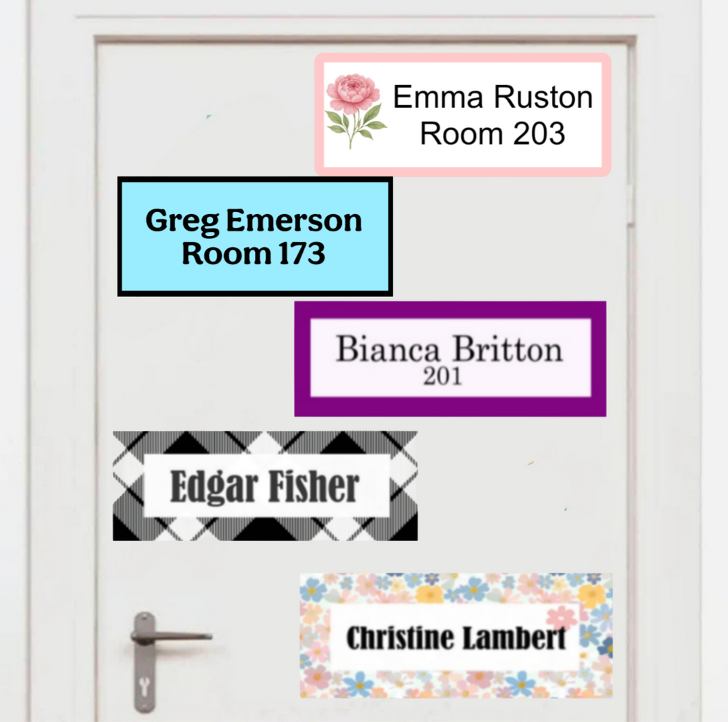 Fabric Door Nameplate Decal for Senior Homes & Assisted Living, Personalized Removable Room Sign, Large Print, Repositionable Door Label, Soft Matte