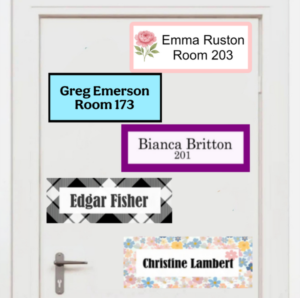 Fabric Door Nameplate Decal for Senior Homes & Assisted Living, Personalized Removable Room Sign, Large Print, Repositionable Door Label, Soft Matte
