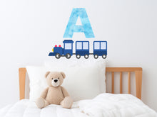 Load image into Gallery viewer, Block Letter Monogram Fabric Decal, Kids Watercolor Initial for Wall